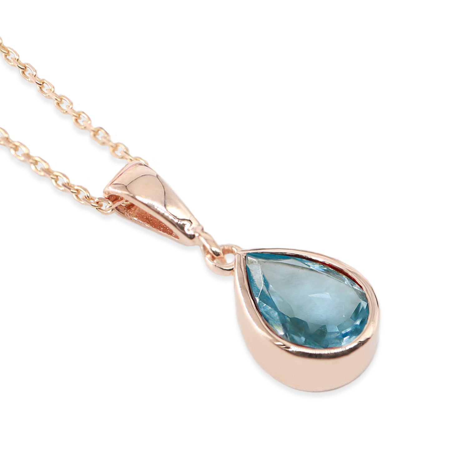 Doğum Ayı Taşı Akuamarin Damla Kolye (Mart)