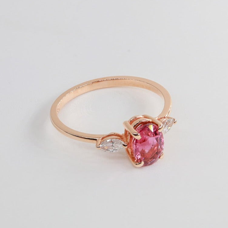 Oval Pembe Turmalin & Markiz Pırlanta