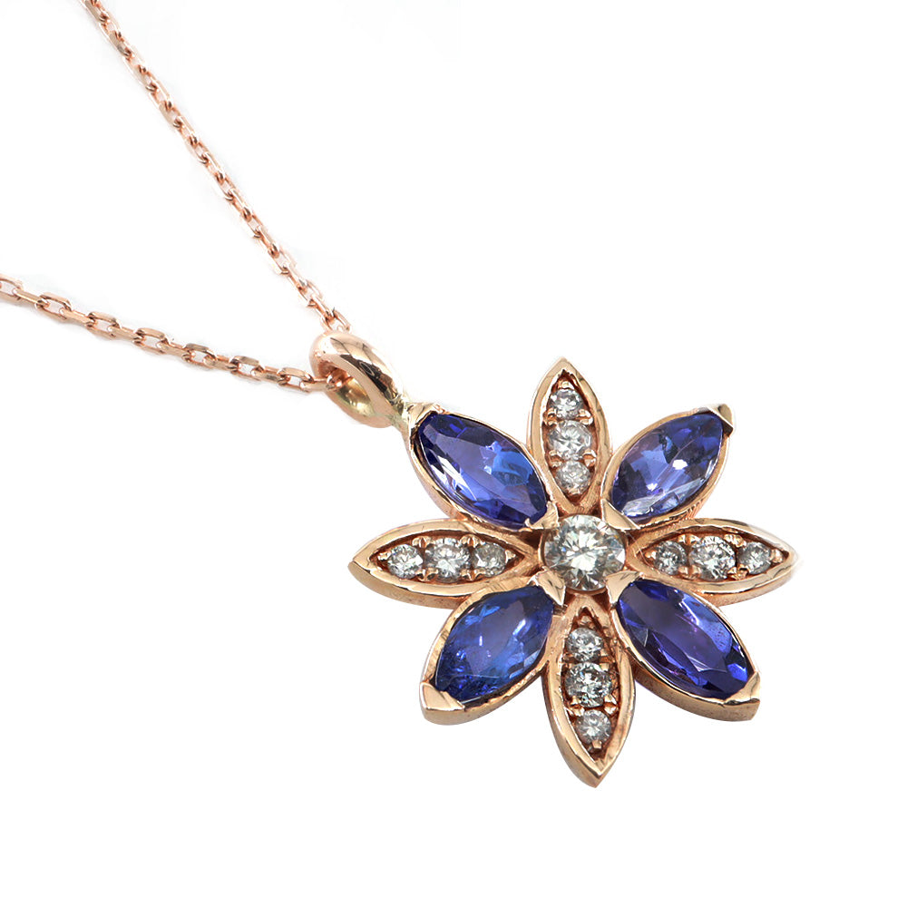 Lotus Çiçeği Tanzanit & Pırlanta Kolye