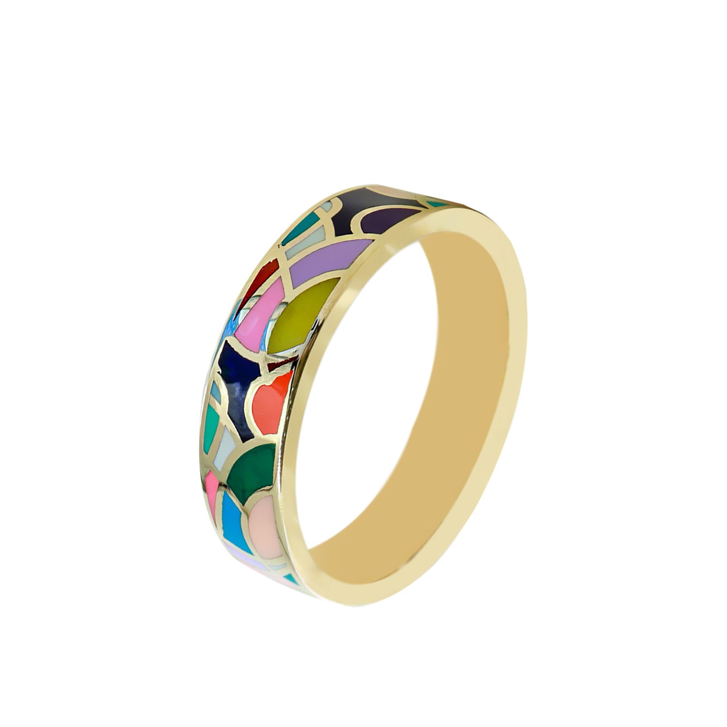 Renkli Mineli Alyans Yüzük
