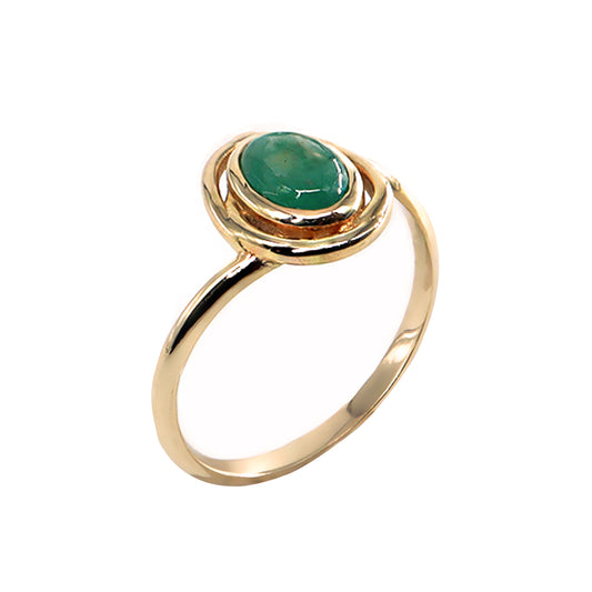 Oval Zümrüt Taşlı Yüzük
