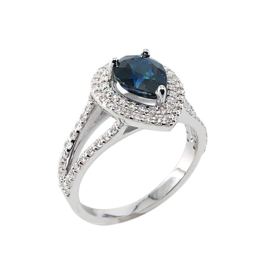 Damla Safir & Pırlanta Anturaj Yüzük