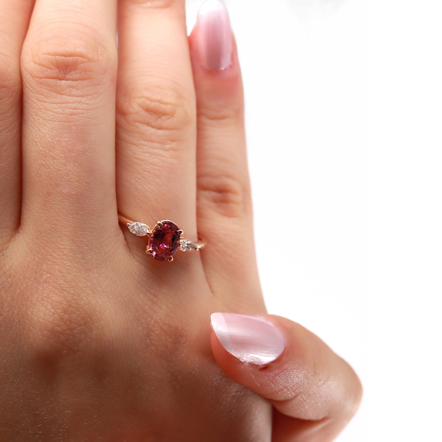 Oval Pembe Turmalin & Markiz Pırlanta