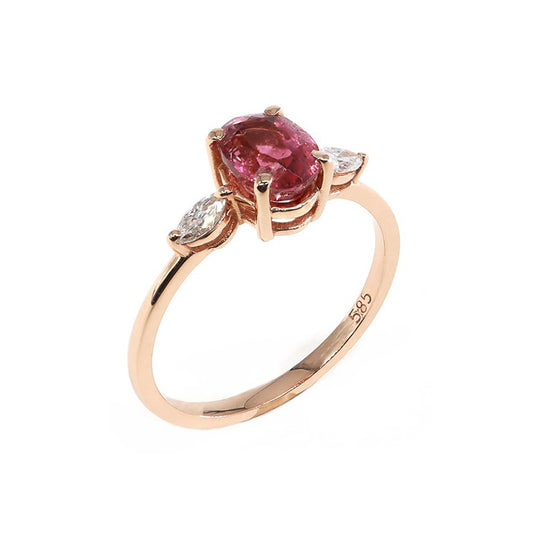 Oval Pembe Turmalin & Markiz Pırlanta