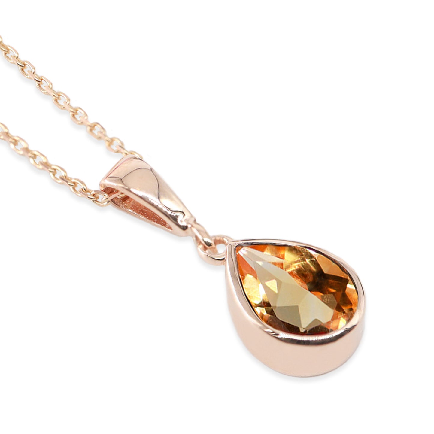 Doğum Ayı Taşı Citrine Damla Kolye (Kasım)