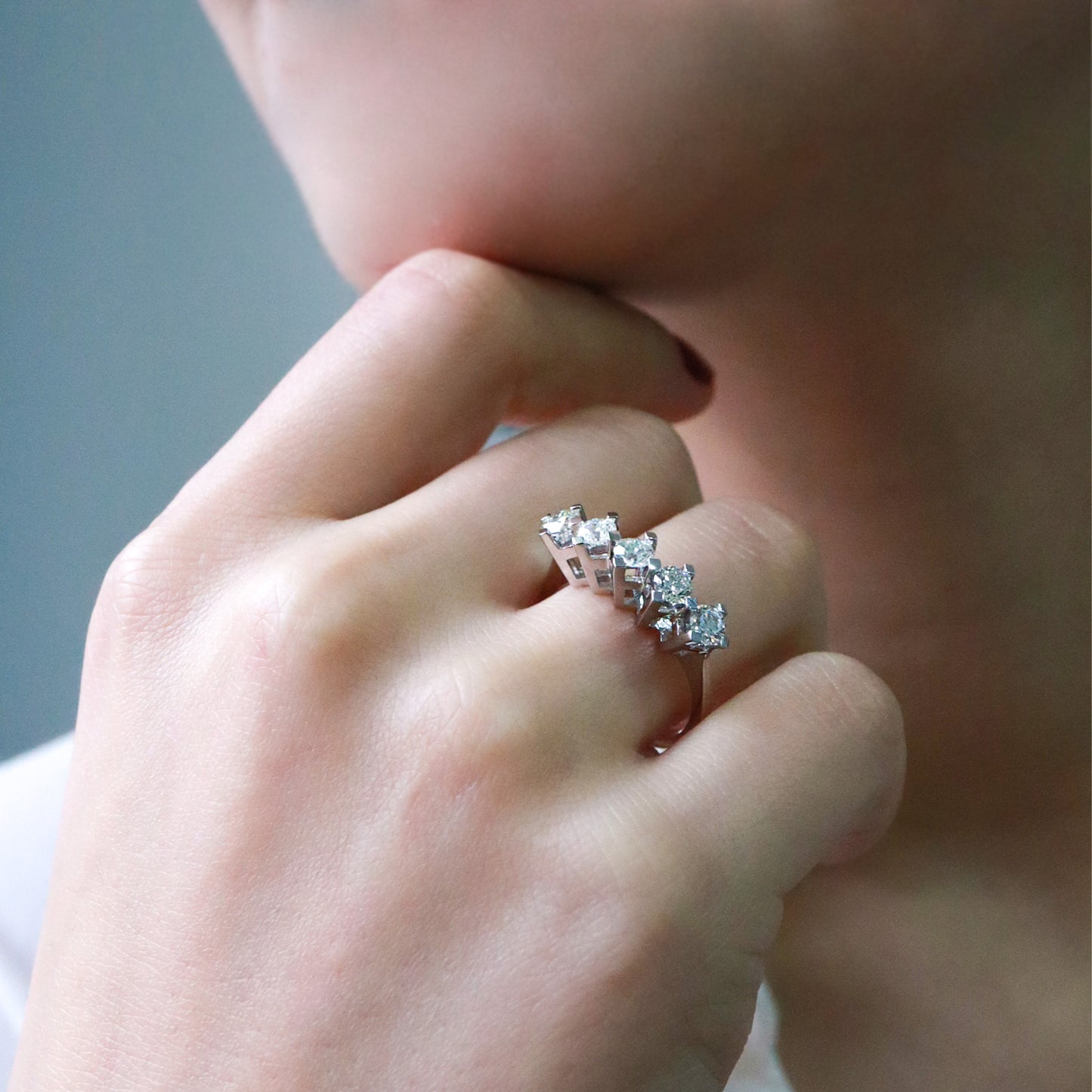 0,90ct 5 Taş Yüzük