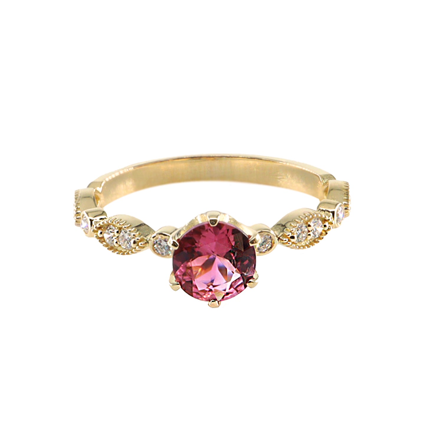 Pembe Turmalin & Pırlanta Vintage Yüzük