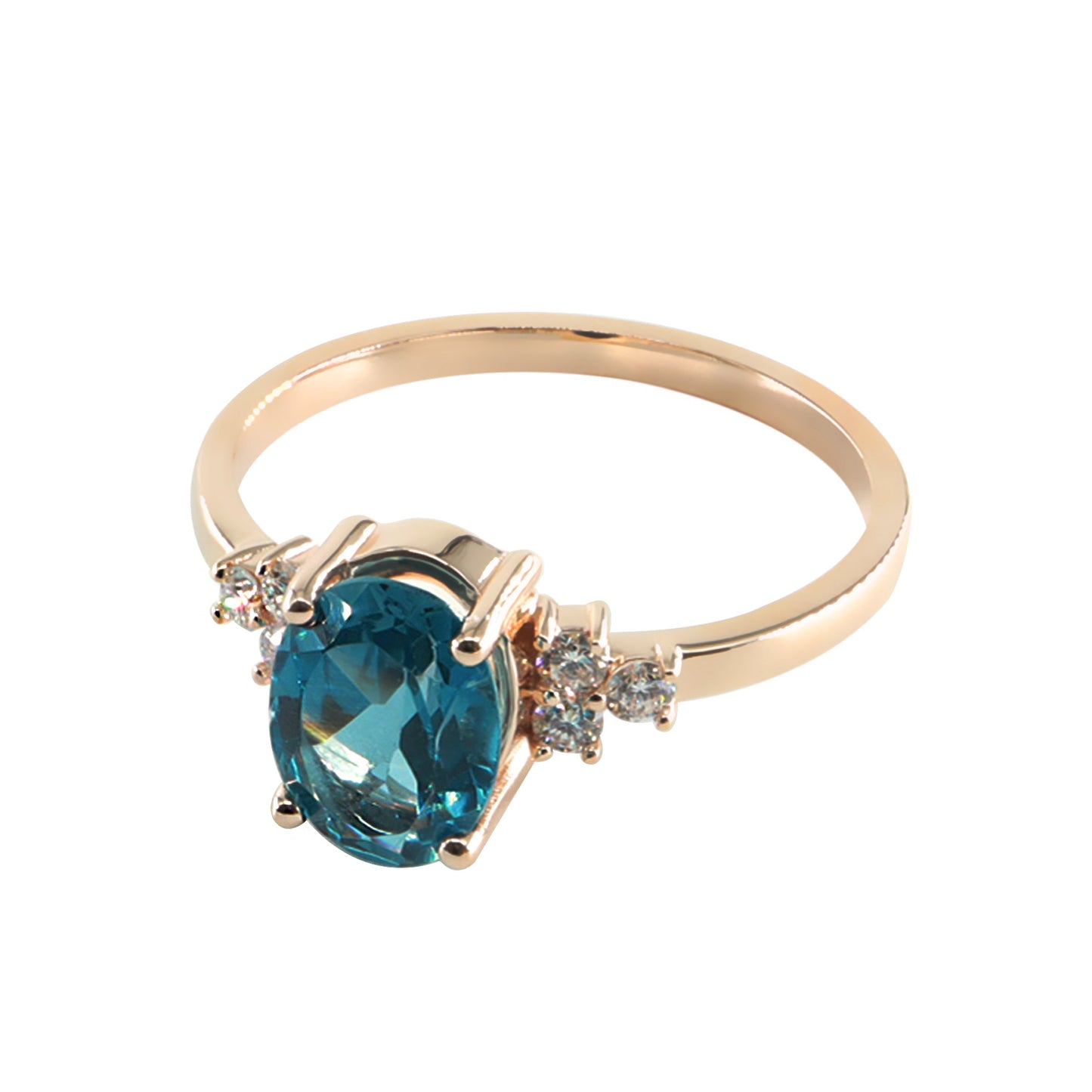 Oval London Topaz & Pırlanta Yüzük