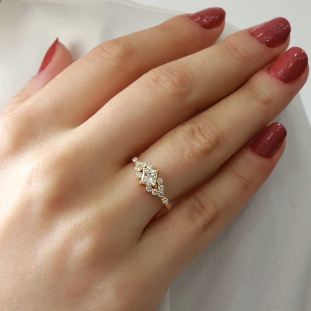 0,60ct Prenses Kesim Pırlanta Vintage Yüzük