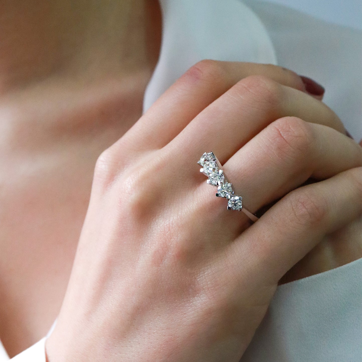 0,90ct 5 Taş Yüzük