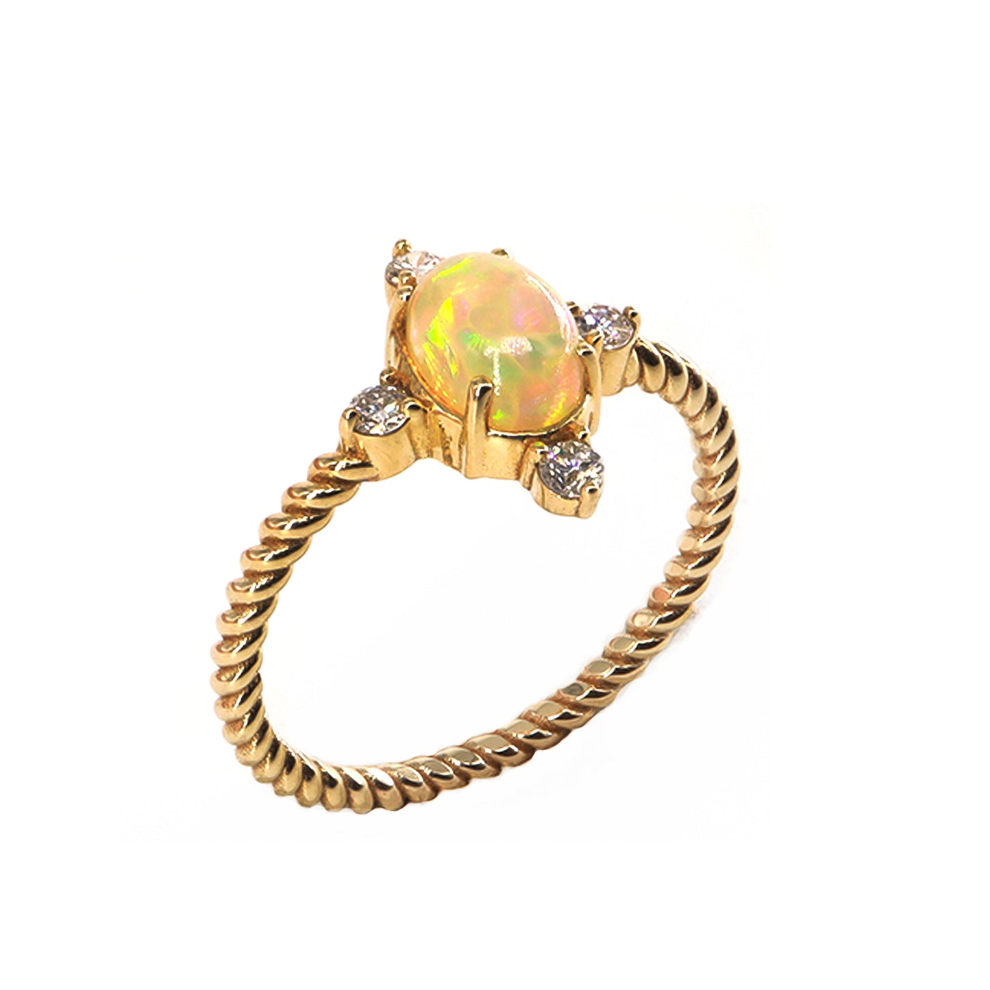 Oval Kapşon Opal Taş & Pırlanta