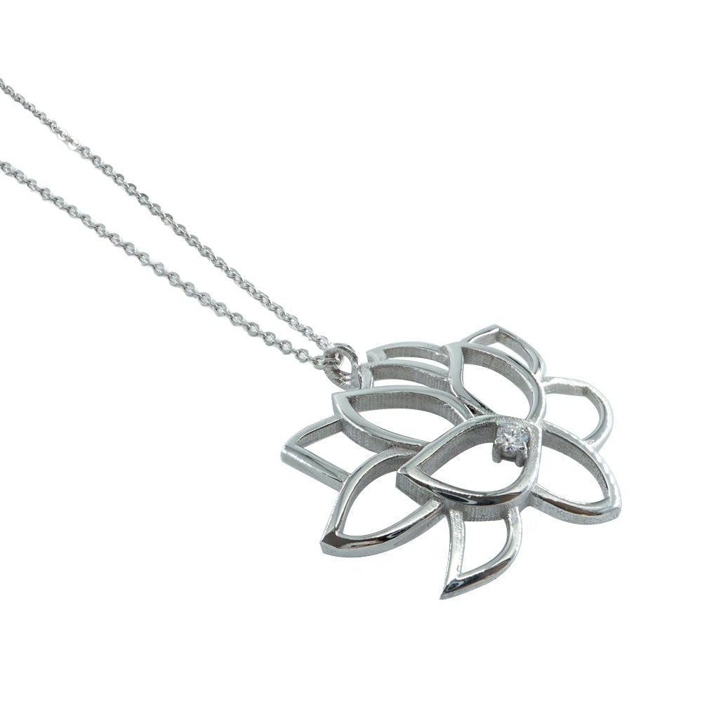 Lotus Pırlantalı Kolye