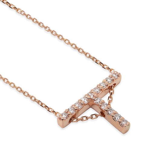 Pırlantalı T Harfi Kolye