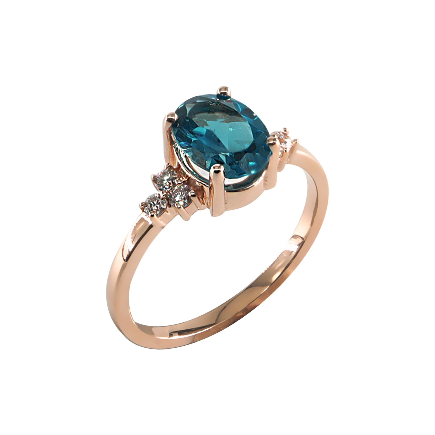 Oval London Topaz & Pırlanta Yüzük